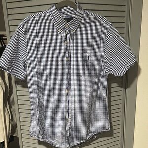 Ralph Lauren Blue and White Casual Button Down Shirt